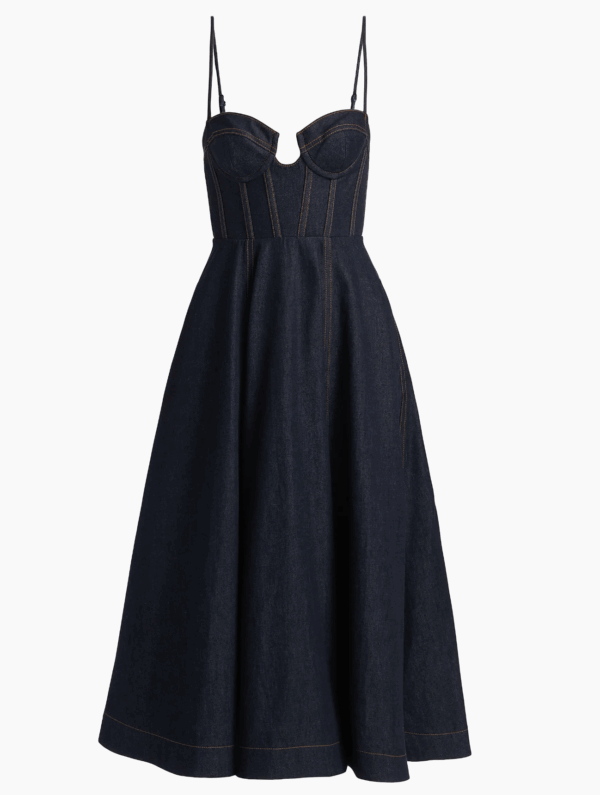 blue denim corset dress